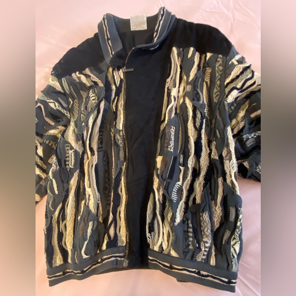 Vintage COOGI suede sweater jacket men’s/ unisex size medium made in Australia
